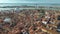 Venice sunrise, aerial view of Saint Stephen Bell Tower and Campo Sant'Angelo