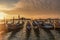 Venice sunrise and Venice gondolas on San Marco square at sunrise, Grand Canal, Venice, Italy