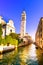 Venice sunset in San Giorgio dei Greci water canal and church ca