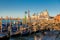 Venice traditional Gondolas on Canal Grande on San Marco square at sunrise,