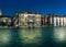 Venice twilight view on empty Grand canal and houses with light. Italy