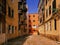 Venice under the sun, street and linen, which is dried