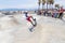 VENICE, UNITED STATES - MAY 21, 2015: Ocean Front Walk at Venice Beach, Skatepark , California. Venice Beach is one of