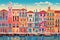 Venice urban landscape. Pattern with houses. Illustration