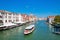 Venice. vaporetto with tourists navigate the canal