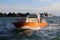 Venice, VE, Italy - July 14, 2016: fast motorboat used as a taxi