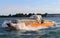 Venice, VE, Italy - July 14, 2016: fast motorboat used as a taxi