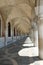 Venice, VE, Italy - May 16, 2020: long arcade of Ducal Palace