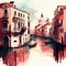 Venice in watercolor style by Generative AI