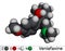 Venlafaxine antidepressant  drug molecule. It is used for the treatment of major depression. Molecular model. 3D rendering