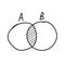 Venn diagram doodle icon. Discrete math