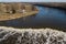 Venta Rapid waterfall, the widest waterfall in Europe, Kuldiga, Latvia. Captured from above