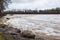 The Venta Rapid is the widest waterfall in Europe. High water level in spring day, so that the waterfall is almost invisible.