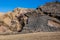 Ventifact rock formations caused by wind at La Pared Beach, Fuerteventura