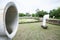 Ventilation iron shafts on top of bunkers at Samut Prakan Fort, Chao Phraya River