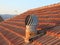 Ventilation Metal Chimney on Shingle Roof with View