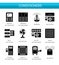 Ventilators & Air conditioners. HVAC equipment. Split system, electric fan, purifier, humidifier. Vector flat icon set. Isolated
