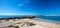 Ventura beach sand dunes and sea rock wall jetty on the California coastline USA
