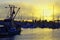 Ventura Harbor dawn with fishing and sail boats.