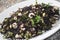 Venus black rice with prawns and courgettes