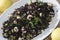 Venus black rice with prawns and courgettes