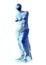 Venus de Milo full length sculpture in the front view wearing black protective mask