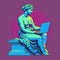 Venus de Milo working on a laptop. Combination of art and modern technology.