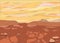 Venus planet surface close up with sky views, vector illustration