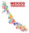 Veracruz State Map - Mosaic of Color Triangles