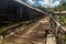 Veranda of a traditional longhouse near Batang Rejang river, Sarawak, Malays