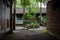 Verant courtyard of ancient Chinese dwelling building