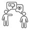 Verbal bullying black line icon. Harassment, social abuse and violence. Isolated vector element. Outline pictogram for web page,