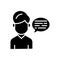 Verbal communication black icon concept. Verbal communication flat vector symbol, sign, illustration.