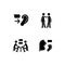 Verbal and nonverbal communication black glyph icons set on white space