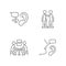 Verbal and nonverbal communication linear icons set