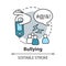 Verbal and social bullying concept icon. Harassment, social abuse and violence idea thin line illustration. Antisocial