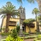 A verdant church yard off Saint Agustin street in San Christobal de La Laguna, Tenerife