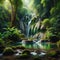 Verdant Paradise: AI Generated Lush Forest Waterfall