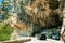 Verdon, France. Black colour hatchback car on background of French mountain nature landscape