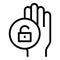 Verification palmprint icon outline vector. Palm recognition