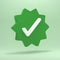 Verified 3D icon. Green check mark icon. 3D rendered digital symbol.