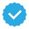 Verified badge vector blue color isolated