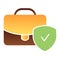 Verified baggage flat icon. Suitcase with tick color icons in trendy flat style. Briefcase with check mark gradient