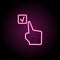 Verified, check, finger neon icon. Simple thin line, outline vector of touch gesture icons for ui and ux, website or mobile