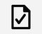 Verified File Icon. Approve Document Verify Verification Tick Check Mark Checkmark OK Yes. Black White Graphic Clipart Artwork