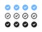 Verified icons set. Blue tick. Verified sign concept. Guaranteed signs. Vector illustration