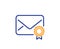 Verified Mail line icon. Confirmed Message correspondence sign. Vector