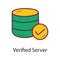 Verified Server Fill Outline Icon Design illustration. Data Symbol on White background EPS 10 File