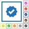 Verified sticker solid flat framed icons
