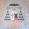 `Veritas in Caritate` bishop coat of arms in the entrance of the Church of Santa Caterina da Siena a Magnapoli. Rome, Italy.